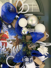 Load image into Gallery viewer, Custom designer handmade Blue Santa Wreath