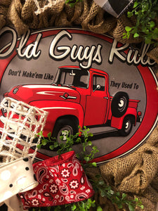 Custom Designer Handmade Old Guys Rule Wreath