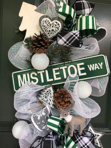 Custom Designer Handmade  Mistletoe Way Christmas Wreath