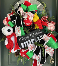 Load image into Gallery viewer, XL Snoopy and Woodstock Christmas Wreath