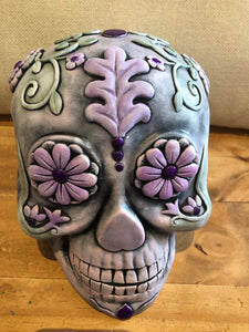 Custom Designer Handmade Day Of The Dead / Dia de los muertos Ceramic skull centerpiece / Table Arrangements / Table Decor