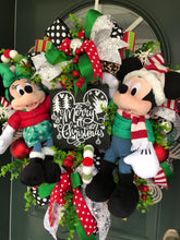 Load image into Gallery viewer, XL Mickey and Minnie Merry Christmas Wreath