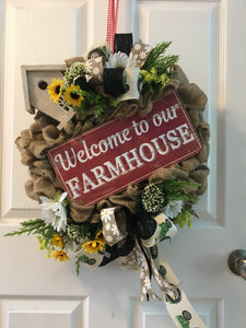 Custom Designer Handmade Welcome to our Farmhouse Wreath