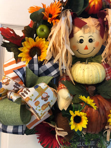 Custom designer handmade boy and girl scarecrow wreaths