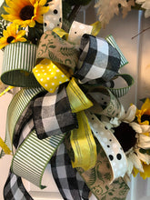 Load image into Gallery viewer, Custom Designer Handmade Yellow, green, black and cream sophisticated wreath