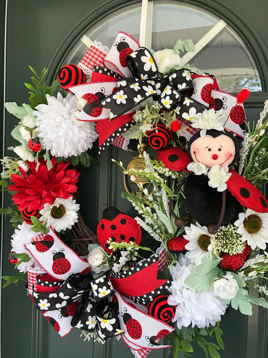 Ladybug Floral Wreath