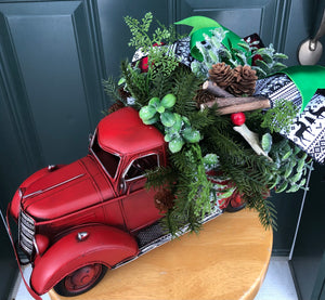 Classic Red Christmas Truck Christmas / Winter Centrepiece