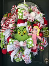 Load image into Gallery viewer, XL Christmas Grinch Wreath