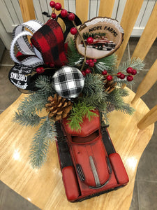 Made to order Classic Red Truck Christmas centrepiece