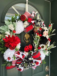 Ladybug Floral Wreath