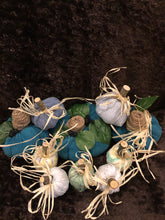 Load image into Gallery viewer, Custom designer handmade Blue and teal plush/foam fabric pumpkins