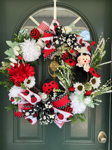 Ladybug Floral Wreath