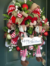 Load image into Gallery viewer, XL Christmas Reindeer Wreath