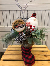 Load image into Gallery viewer, Custom designer handmade Buffalo Plaid Santa Centerpieces / Table Arrangements /  Table Decor