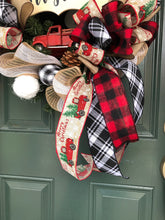 Load image into Gallery viewer, Custom designer handmade Classic Red Truck Merry Christmas Wreath