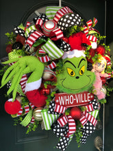 Load image into Gallery viewer, XL Christmas Grinch Wreath