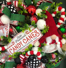 Load image into Gallery viewer, XL Christmas Gnome Candy Cane Wreath