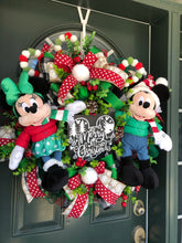 Load image into Gallery viewer, XL Mickey and Minnie Merry Christmas Wreath