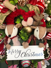 Load image into Gallery viewer, XL Christmas Reindeer Wreath