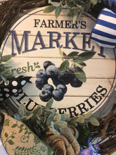 Load image into Gallery viewer, Custom Designer Handmade Farmer&#39;s Market Blueberries Wreath