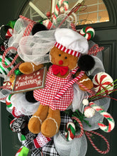 Load image into Gallery viewer, Custom Designer Handmade Gingerbread themed Christmas wreath