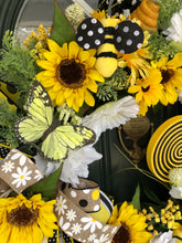 Load image into Gallery viewer, Bee Gnome Floral Wreath