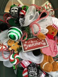 Custom Designer Handmade Gingerbread themed Christmas wreath