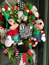 Load image into Gallery viewer, XL Mickey and Minnie Merry Christmas Wreath