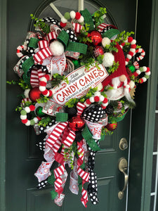 XL Christmas Gnome Candy Cane Wreath