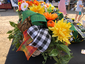 Fall wheelbarrow centrepiece