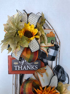 Custom Designer Handmade Give Thanks Fall Pumpkin Door Decor