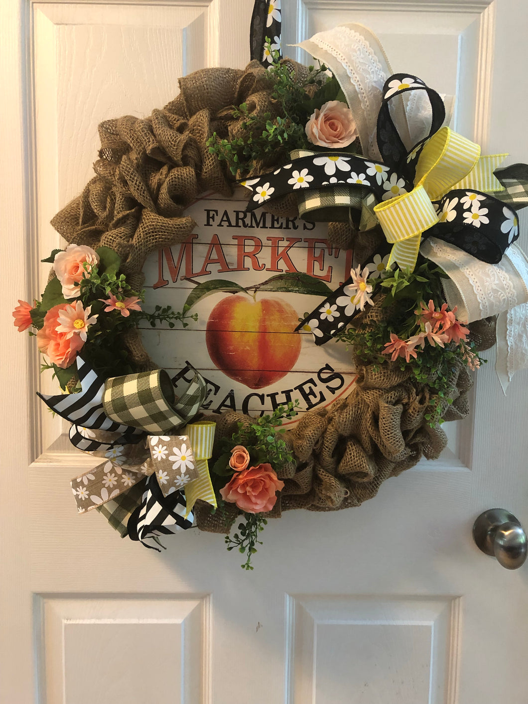 Custom Designer Handmade Farmer's Market Peaches Wreath