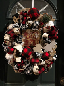 Custom designer handmade Merry Christmas Wreath