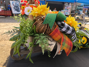 Fall wheelbarrow centrepiece