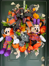 Load image into Gallery viewer, XL Mickey and Minnie Hocus Pocus Halloween Wreath