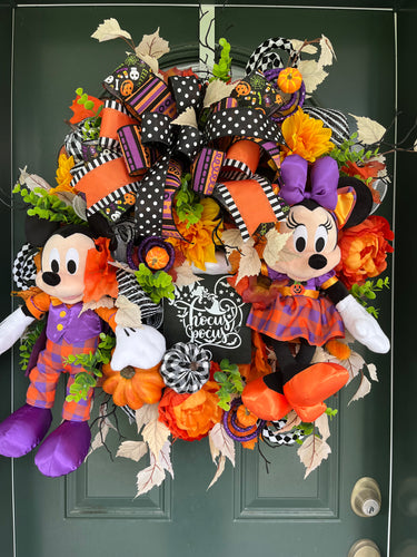 XL Mickey and Minnie Hocus Pocus Halloween Wreath