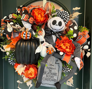 Nightmare Before Christmas Halloween Wreath - Jack Skellington