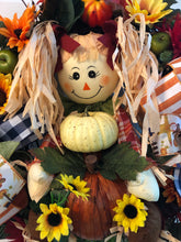 Load image into Gallery viewer, Custom designer handmade boy and girl scarecrow wreaths