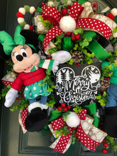 Load image into Gallery viewer, XL Mickey and Minnie Merry Christmas Wreath