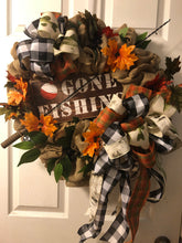 Load image into Gallery viewer, Custom Designer Handmade Gone Fishing Wreath