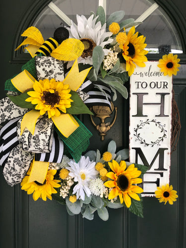 Custom Designer Handmade Welcome To Our Home Spring and Summer Wreath