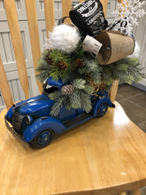 Load image into Gallery viewer, Custom Designer Handmade Classic Blue Truck Christmas centerpiece / Table Arrangements /  Table Decor