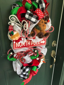 Custom Designer Handmade  North Pole Christmas Wreath