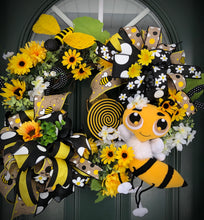 Load image into Gallery viewer, Custom designer handmade Busy Bee Floral Wreath