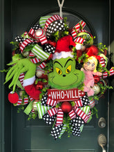 Load image into Gallery viewer, XL Christmas Grinch Wreath