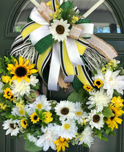 Cargar imagen en el visor de la galería, Custom Designer Handmade Soft white, yellow and green floral wreath