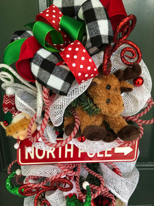 Custom Designer Handmade  North Pole Christmas Wreath