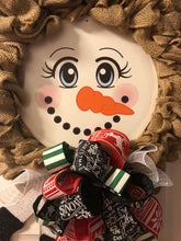 Load image into Gallery viewer, Custom Designer Handmade Frosty The Snowman Christmas Wreath