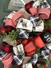 Cargar imagen en el visor de la galería, Custom designer handmade Classic Red Truck Christmas Wreath