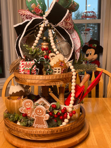 Gingerbread 2 Tiered Decorative Tray